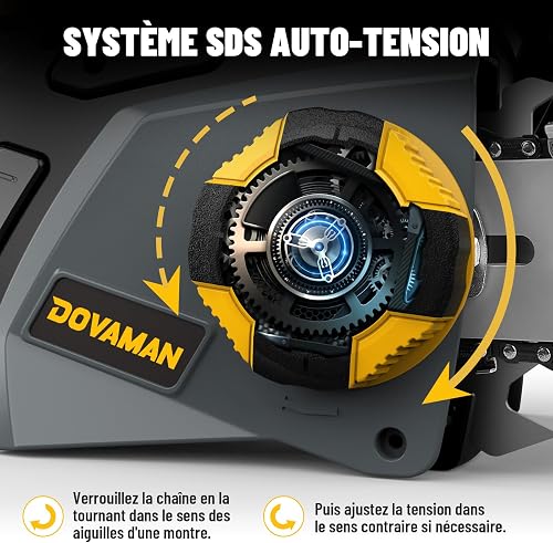 DOVAMAN 2400W Motosega Elettrica, 40cm Barra e Catena Oregon, Tensionamento Senza Attrezzi, Freno Sicurezza, 1 Catena Oregon e 1 Extra, Ideale per Legna da Ardere, Potatura e Uso in Giardino - DCS01A - 2
