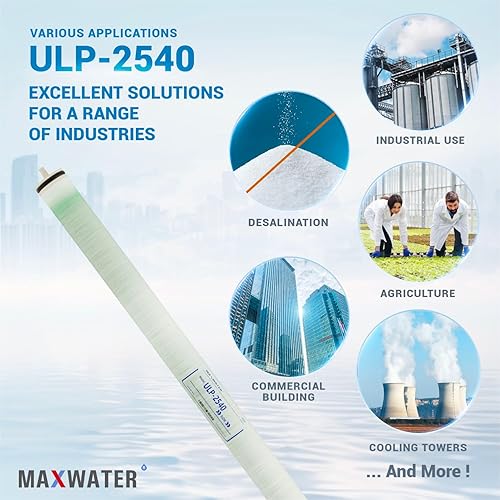 Miniatura 6 de Max Water Elemento de membrana ULP de ultra baja presión 2540-ULP-2540 750GPD bueno para industrial, agrícola, toda la casa y más (ULP 2540)