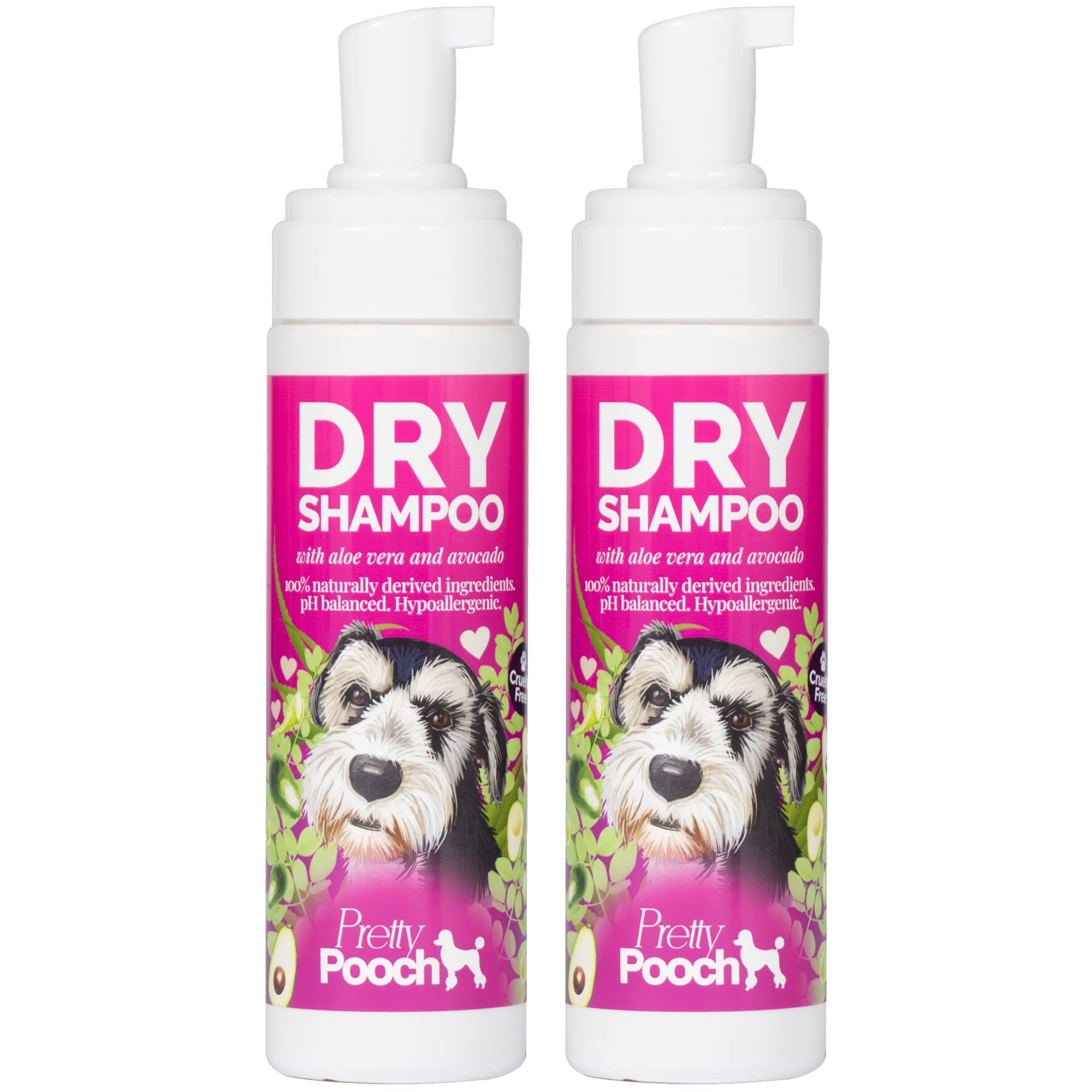 Pretty PoochDry Shampoo Mousse - Contains Aloe and Avocado - Cleans, Refreshes and Hydrates Without the Need for Water - Helps to Remove Knots and Odours - For all Dog Breeds (2 x 250ml)