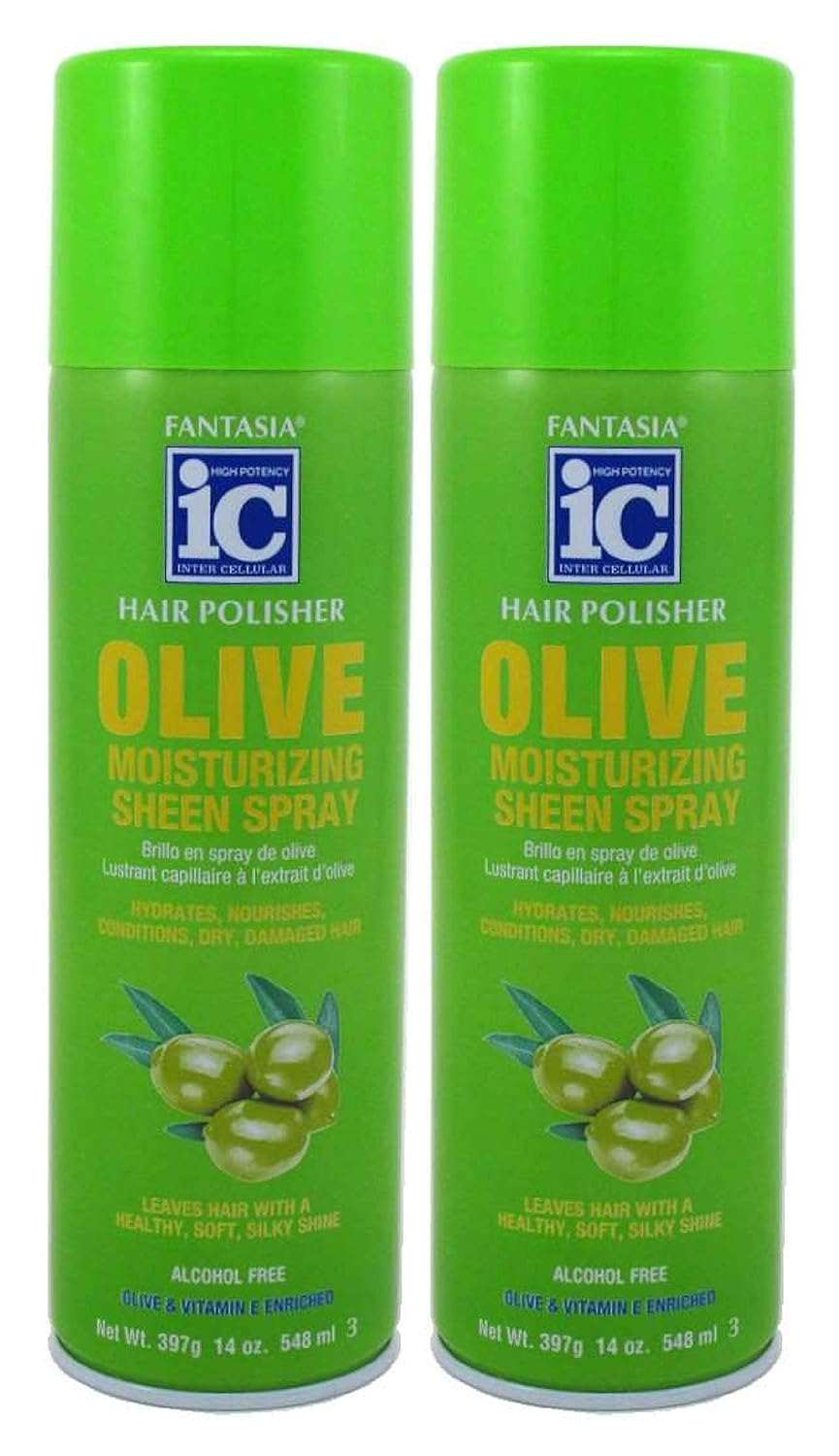 Fantasia Ic Moisturizing Olive Sheen Spray 14 Ounce (Pack of 2)