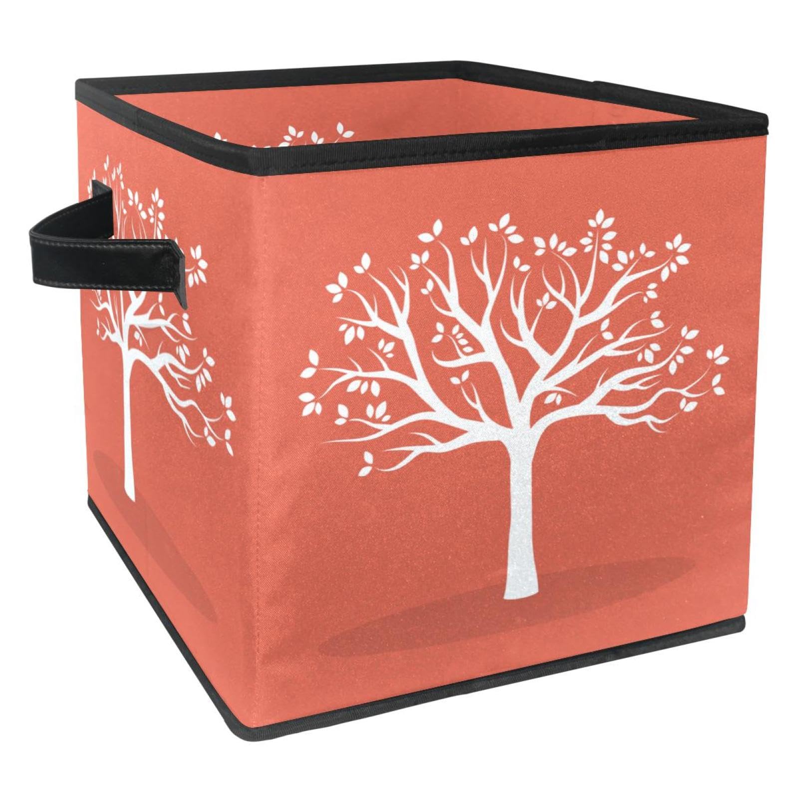 Boîte de rangement pliable en tissu blanc avec poignées pour le placard