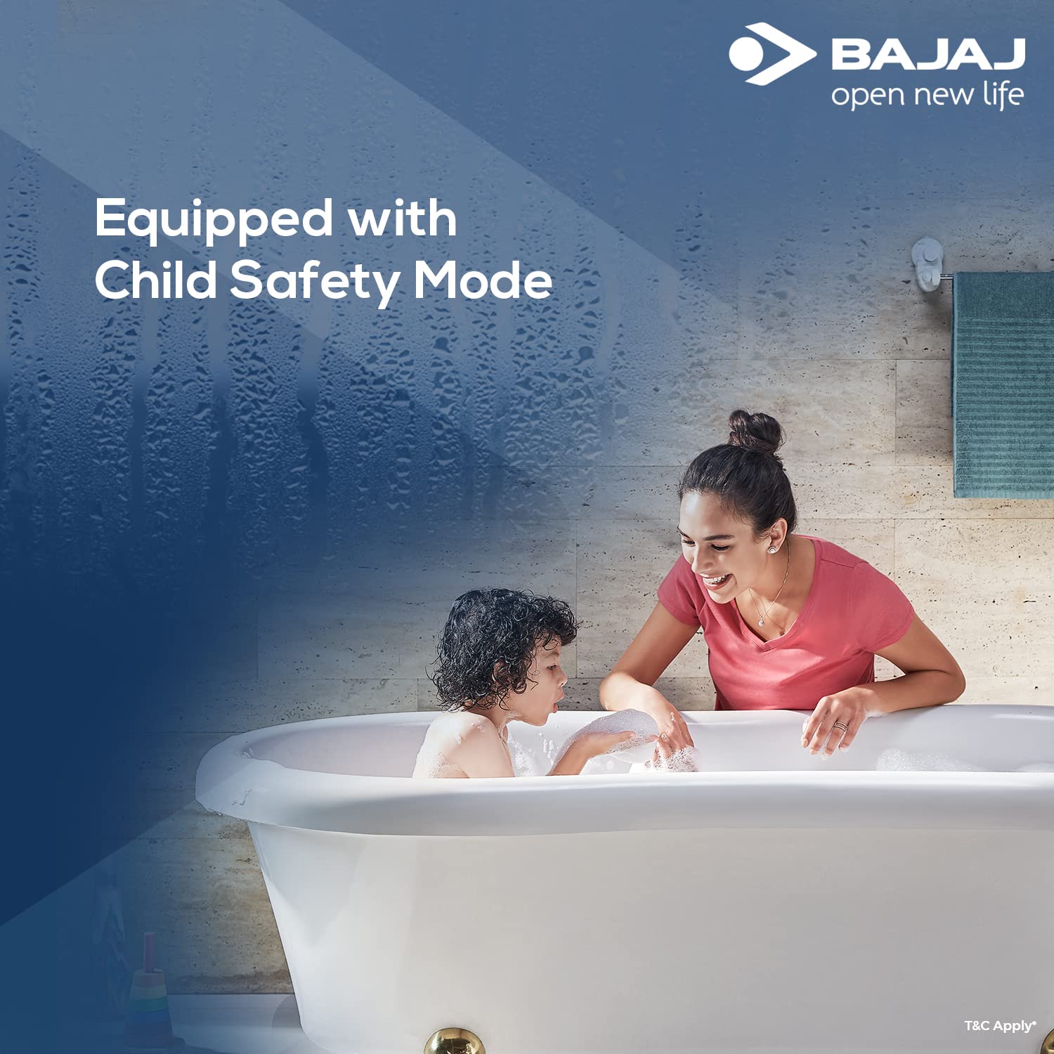 Buy Bajaj Compagno 2000 W 25 Litre Vertical Storage Water Heater| Star  Rated Geyser| Water Heating with Titanium Armour u0026 Swirl Flow Technology|  Child Safety Mode|2-Yr Warranty by Bajaj| White u0026 Blue