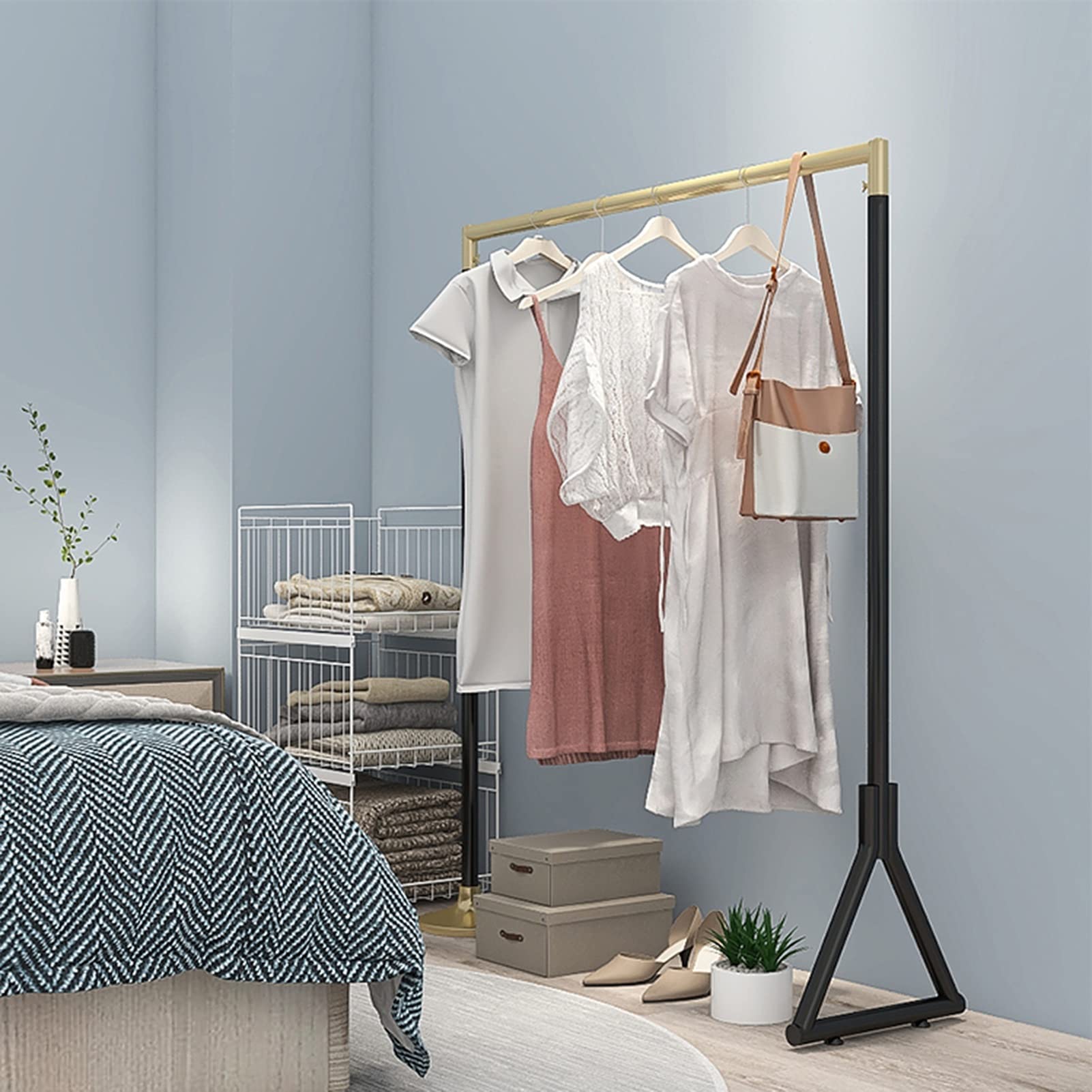 Nordischer Kleiderständer, moderner Boutique-Präsentationsständer, Einzelstangen-Kleiderständer aus Metall mit großer Kapazität, mehrfach verwendbarer Hängeständer für Zuhause und Einzelhandel (Colo