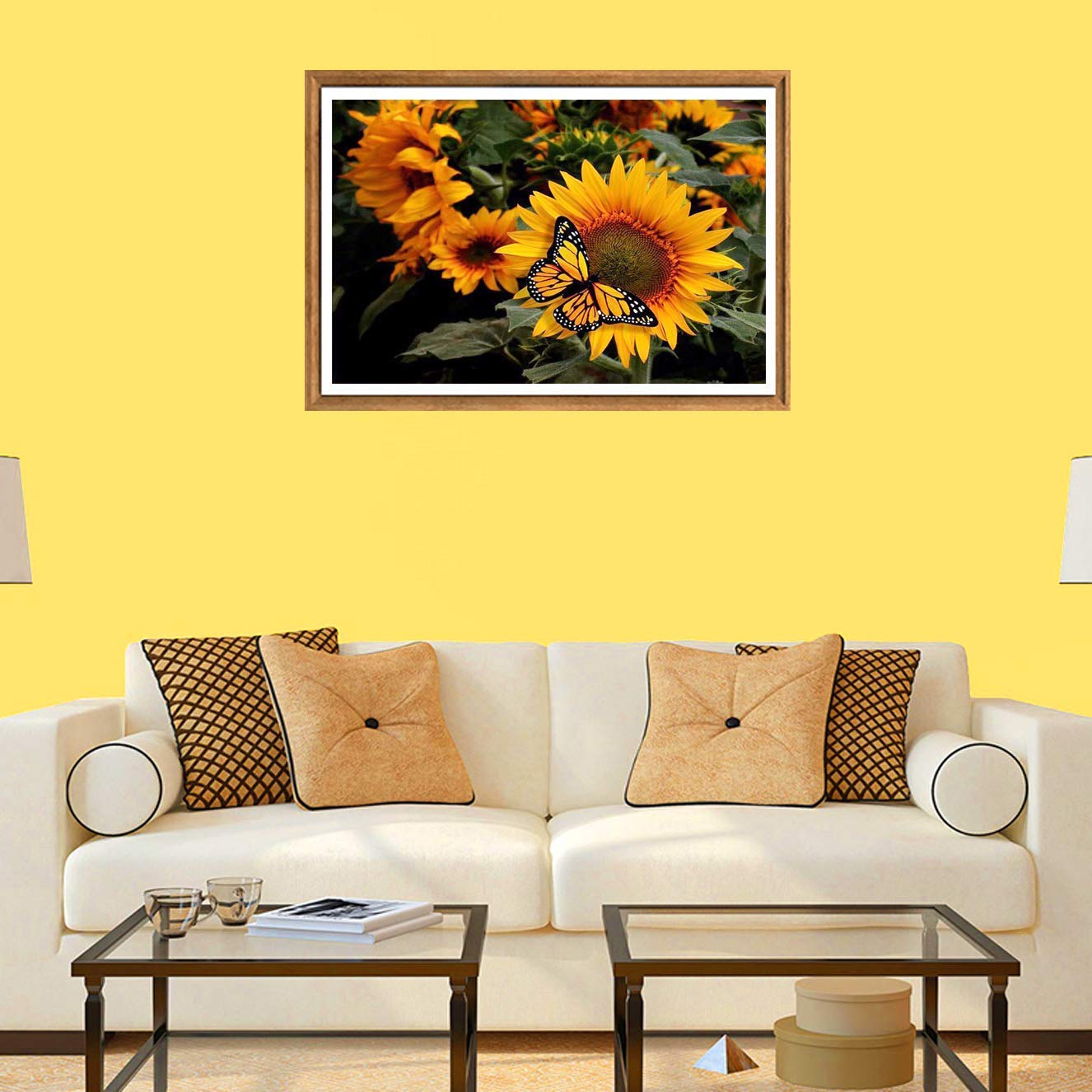 Bimkole 5D Diamond Painting Kit – Girasole E Farfalla – 30x40 Cm – Completo Di Strass E Tela
