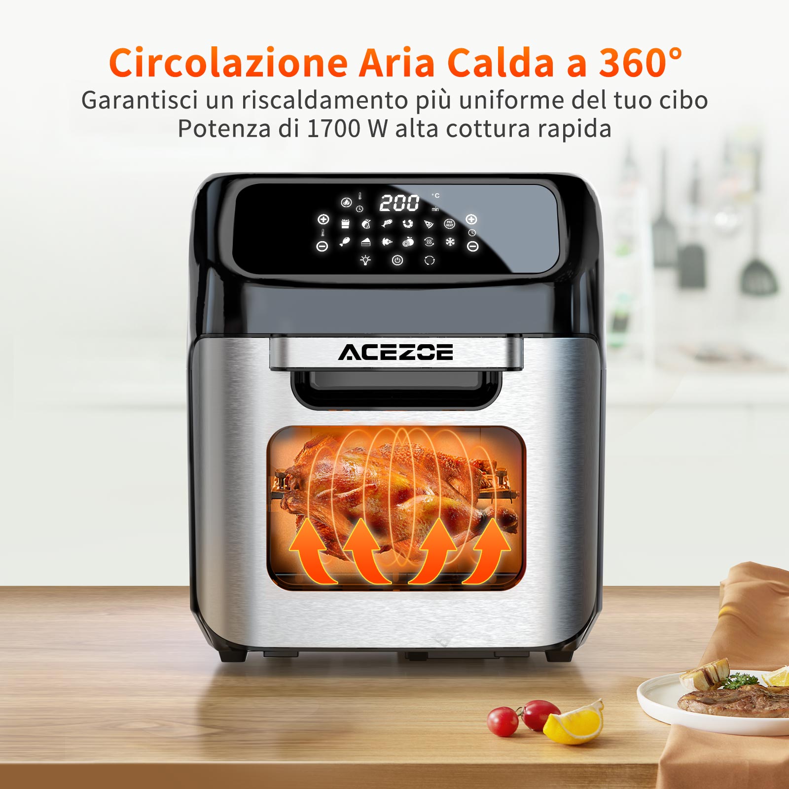 Friggitrice Ad Aria Noaton A120 Ultra Pro 12L - 1800W, 10 Programmi, Display Digitale, Nera - Foto 9