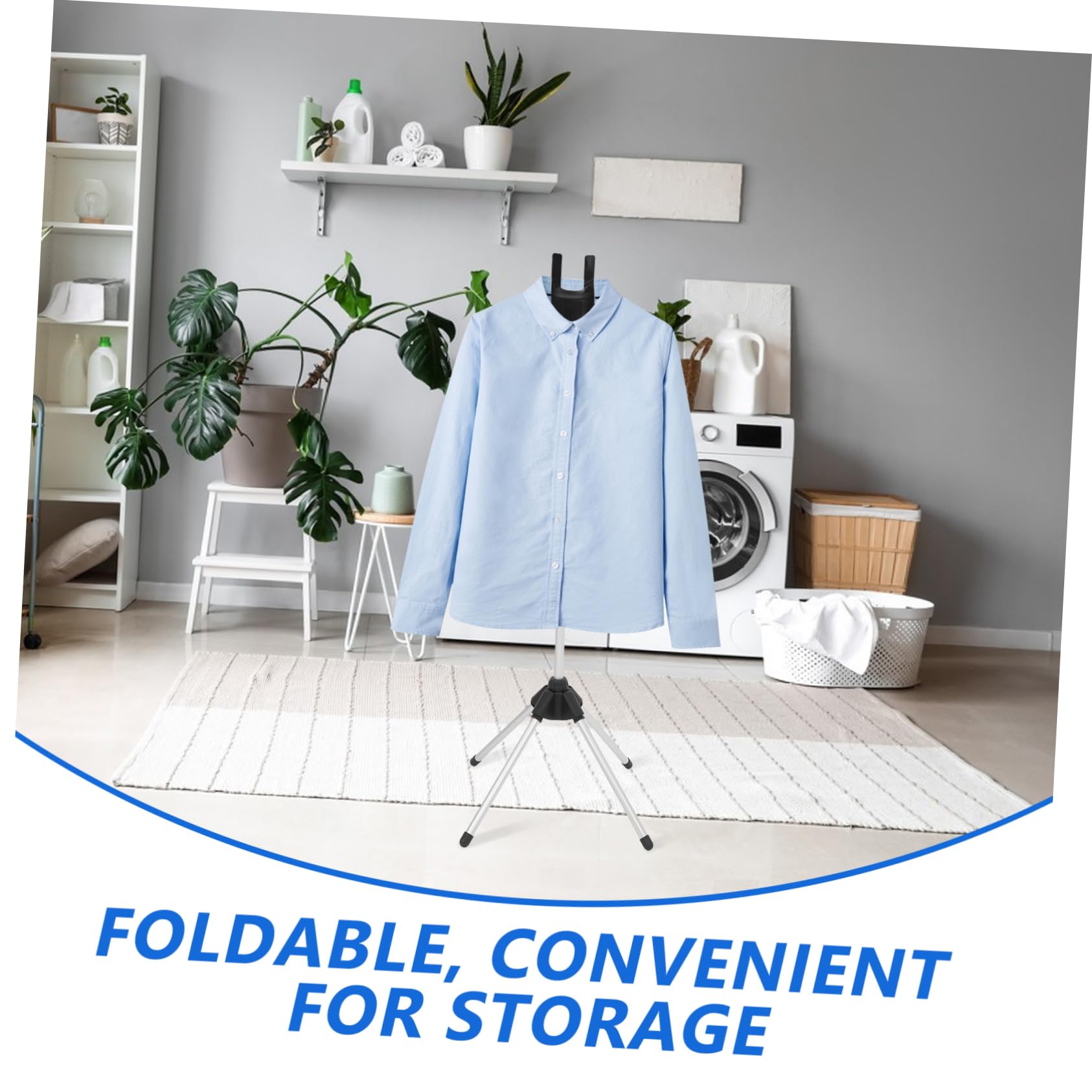 Cabilock Perchero de Vapor Plegable para Ropa Tabla de Planchar Integrada, Soporte Estable de Aleación de Aluminio y Base de Cuatro Patas, Adecuado para Planchado Vertical
