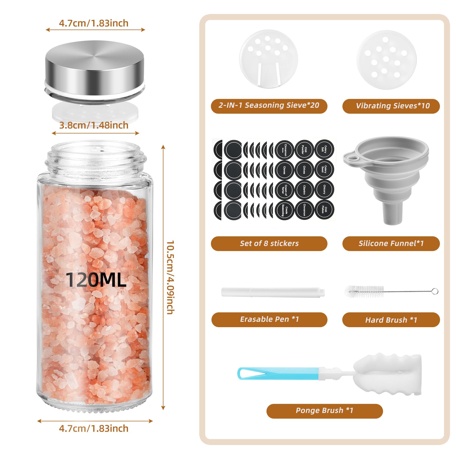 Set De 10 Pots à Épices En Verre Avec Moulins - Organisation Cuisine Étanche Avec Étiquettes