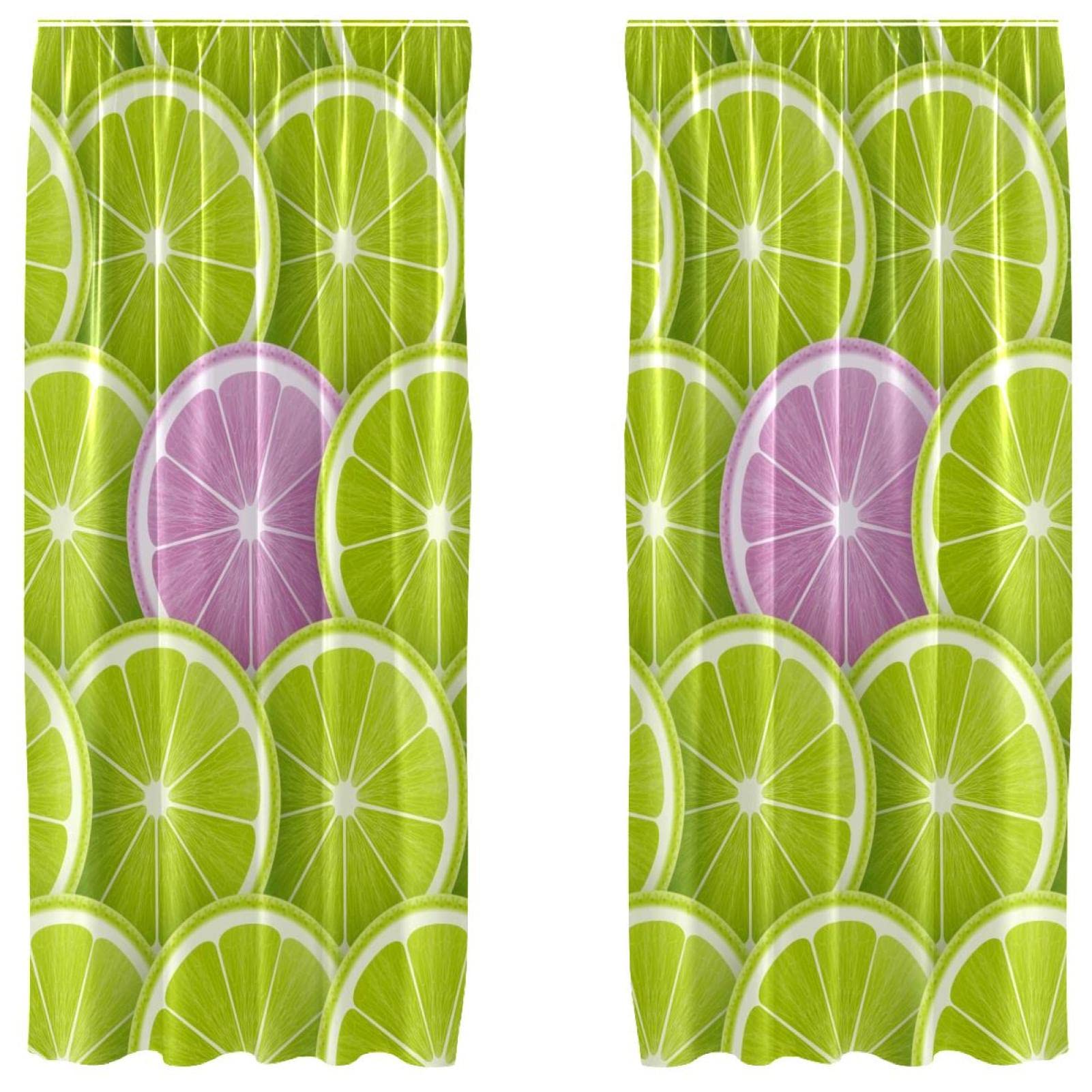 Rideaux occultants contre la lumière avec motif citron vert isolant en microfibre