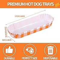 Vista 2 de 300 bandejas para perros calientes, bandejas de papel de 6 pulgadas, ecológicas, bandeja rectangular blanca acanalada para perros calientes, bandeja