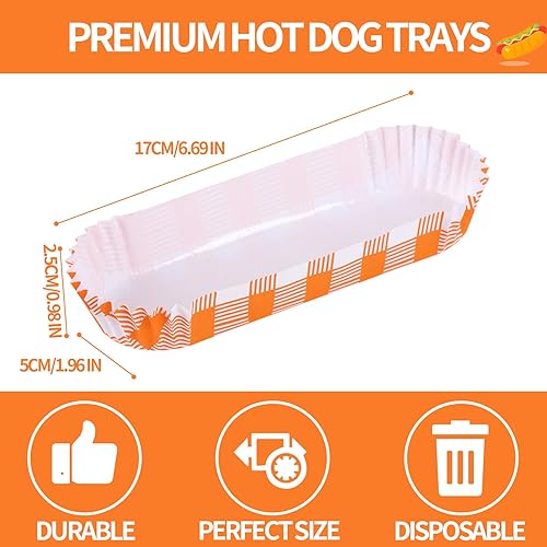 Miniatura 2 de 300 bandejas para perros calientes, bandejas de papel de 6 pulgadas, ecológicas, bandeja rectangular blanca acanalada para perros calientes, bandeja