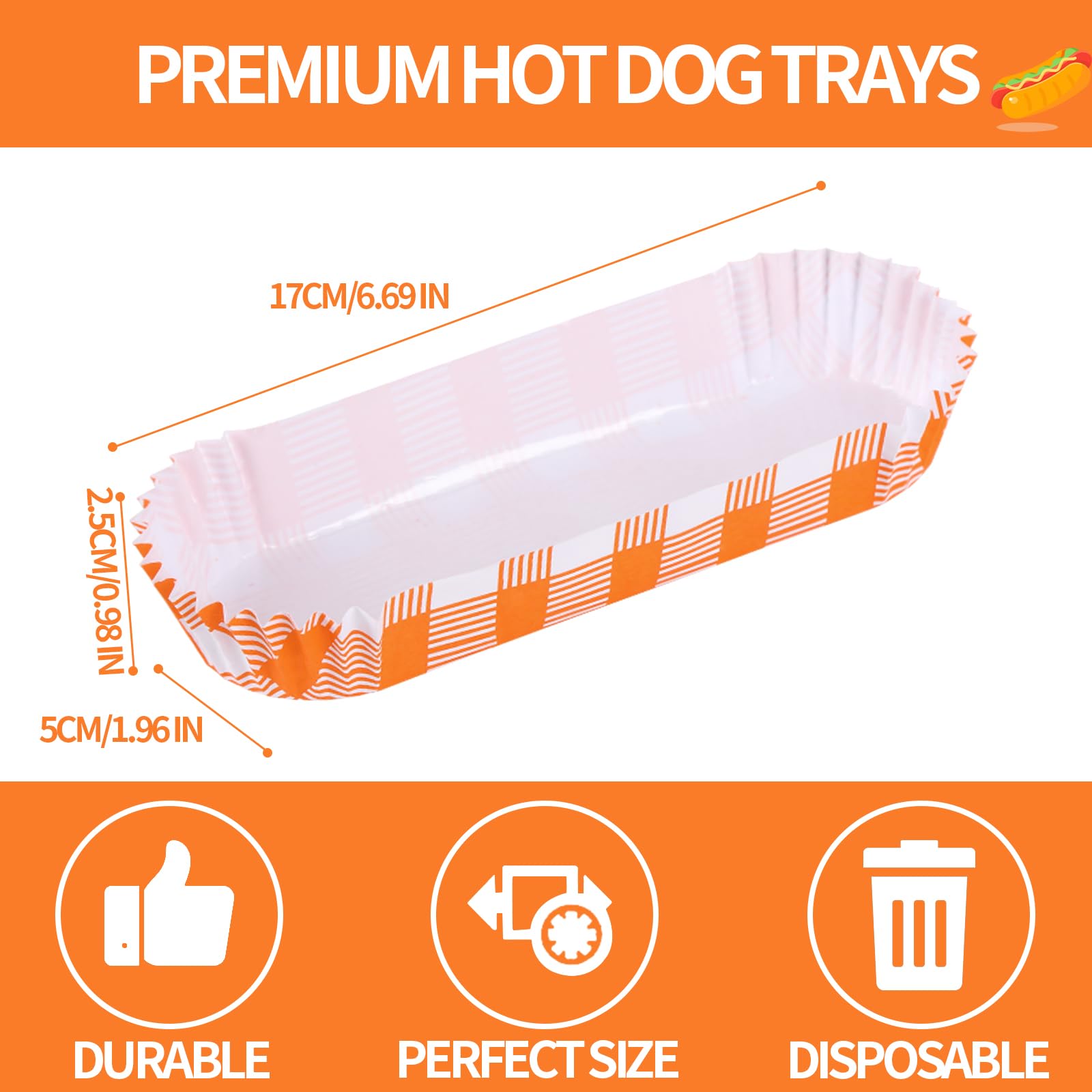 LMTNNB 300Pcs Hot Dog Trays, 6'' Paper Food Trays Eco Friendly, Rectangular White Fluted Hot Dog Tray, Disposable Food Tray for Sandwiches and Hamburgers Hot Dog Cart Accessories