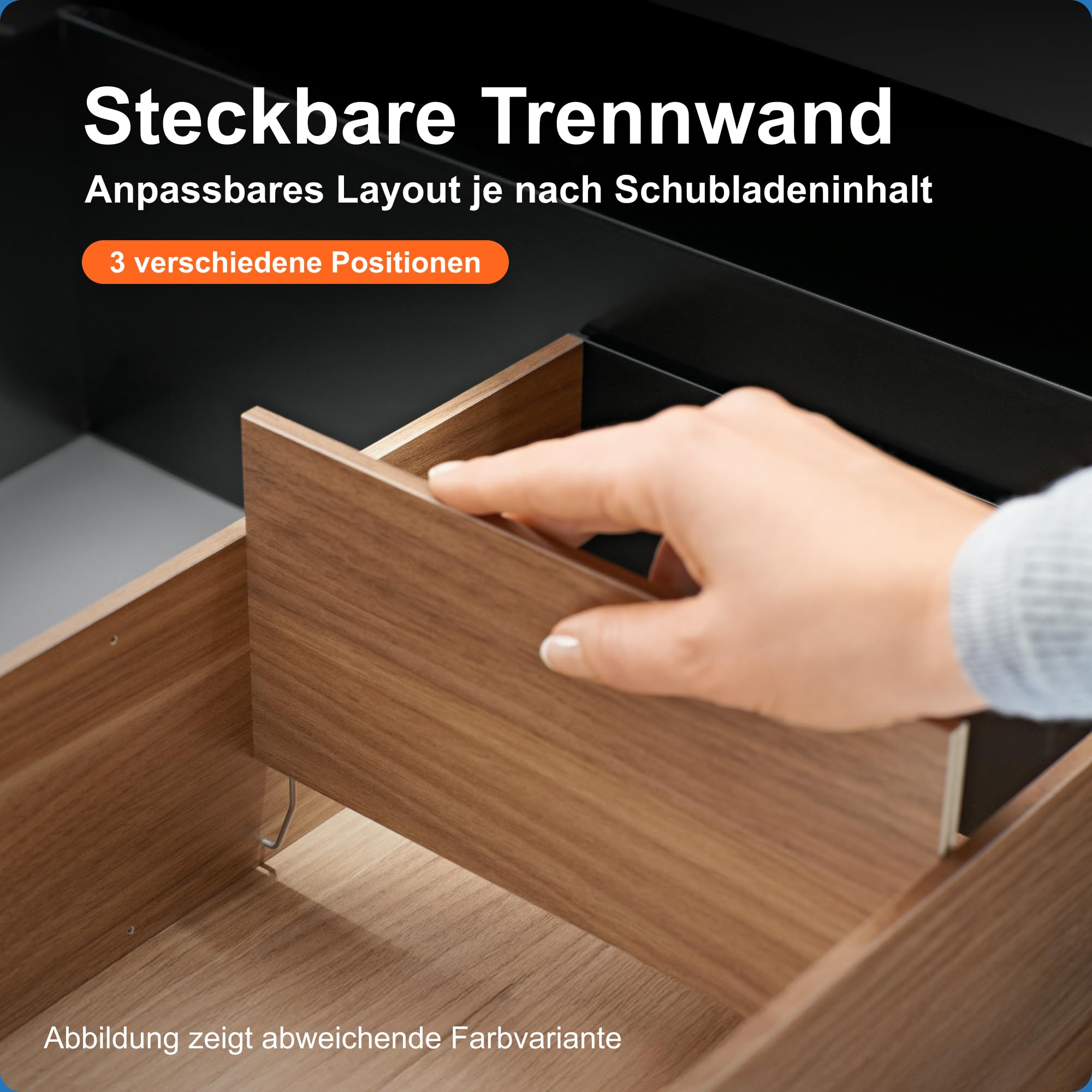 Blum AMBIA-LINE Schubladen-Organizer in hochwertigem Holzdekor | ideal für Küche, Bad & Kleiderschrank | modular einsetzbar und sicherer Halt dank Antirutsch-Füße | 37 × 22 × 11 cm | Nebraska Eiche