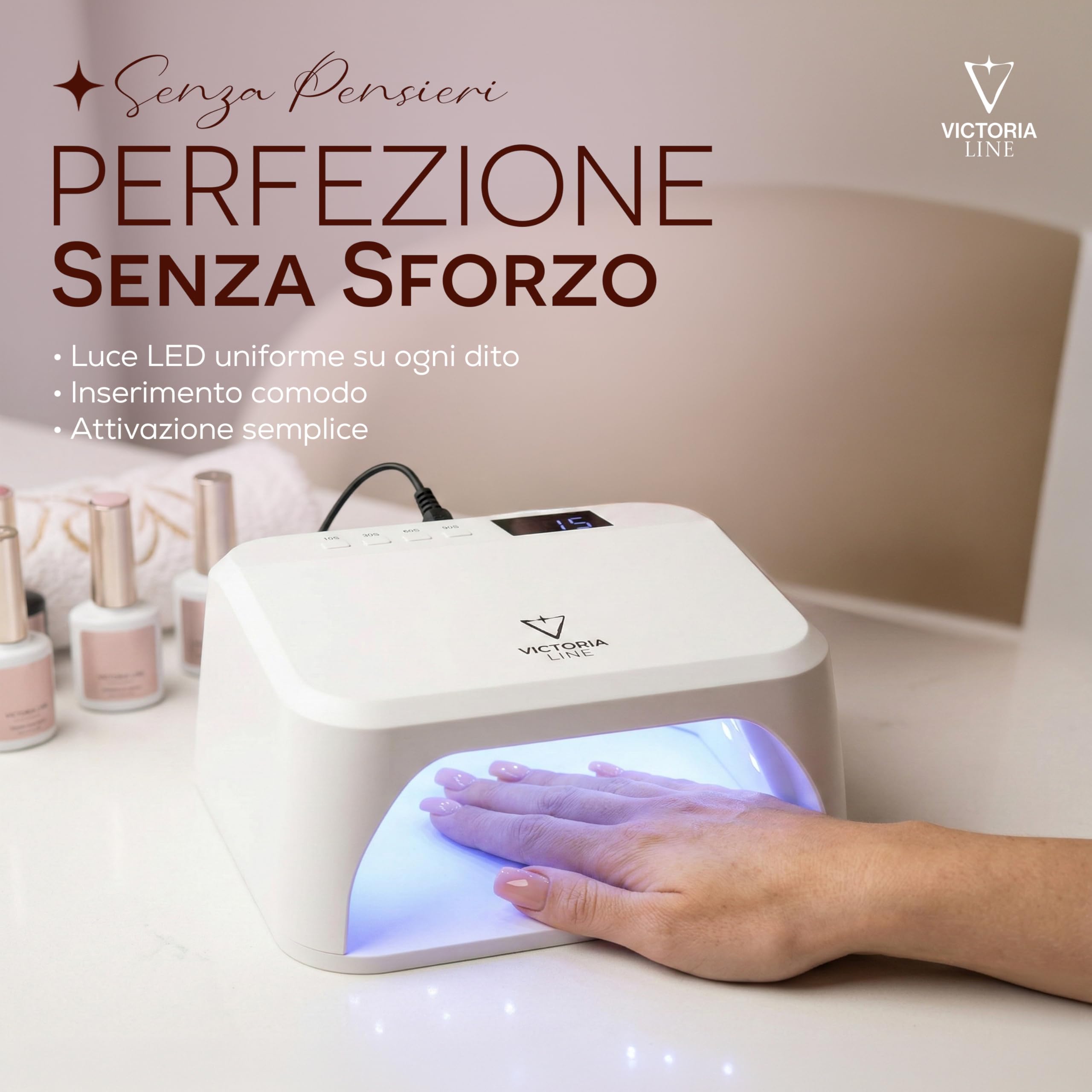Generico Lampada Unghie Professionale con Poggiamano per Unghie, Fornetto Unghie con 60 LED, 4 Timer, Sensore Automatico, Base Removibile, Bianca