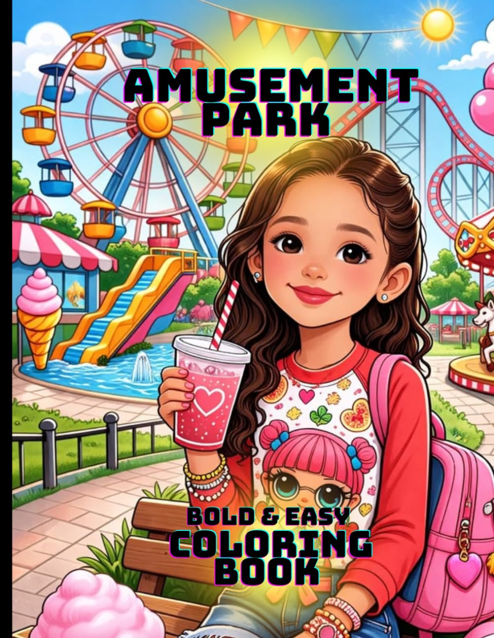 Amusement Park Bold and easy coloring pages: Relaxing & Stress relief coloring book