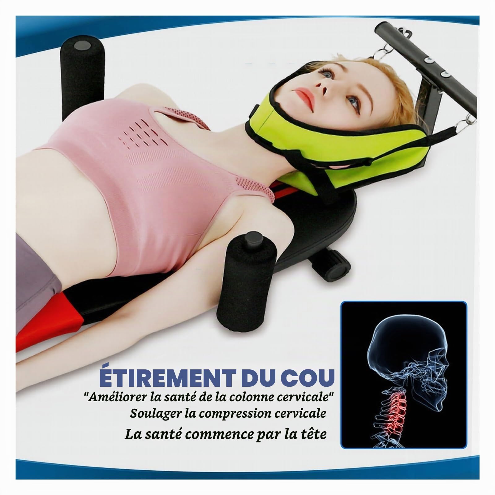 Table d'Étirement du Dos Réglable avec Traction Cervicale - Banc Multifonctionnel pour Soulager la Douleur, Réhabilitation et Fitness à Domicile