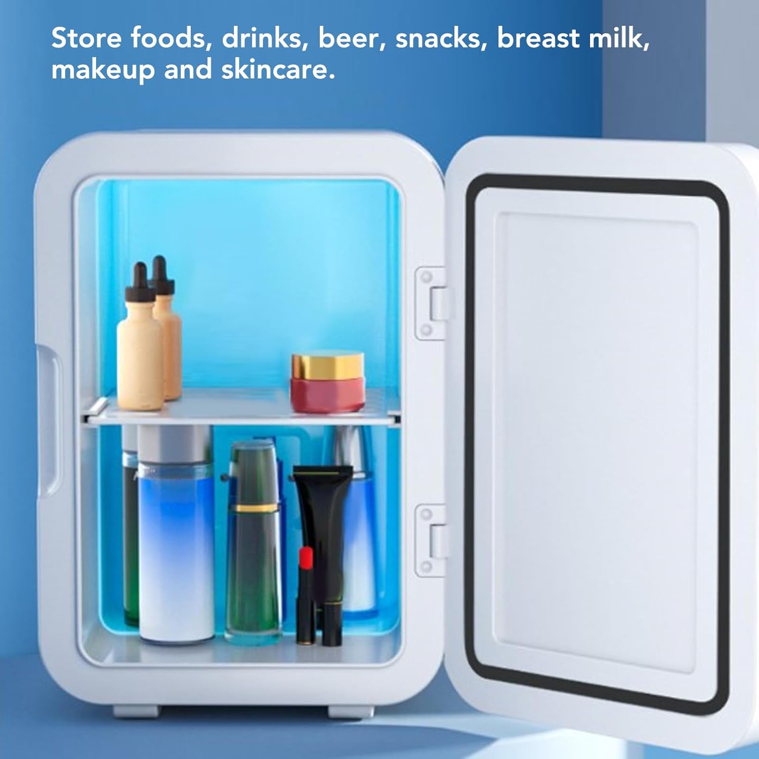 Mini Portable Fridge,6L Capacity,Portable Compact Refrigerator, Small Skin Care Fridge,for Skincare Beverage Food Medication Drink,for Home Office Car