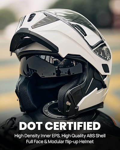 Miniatura 2 de ILM Casco modular de cara completa para motocicleta con visera doble para adultos, luz trasera LED opcional, aprobado por el DOT