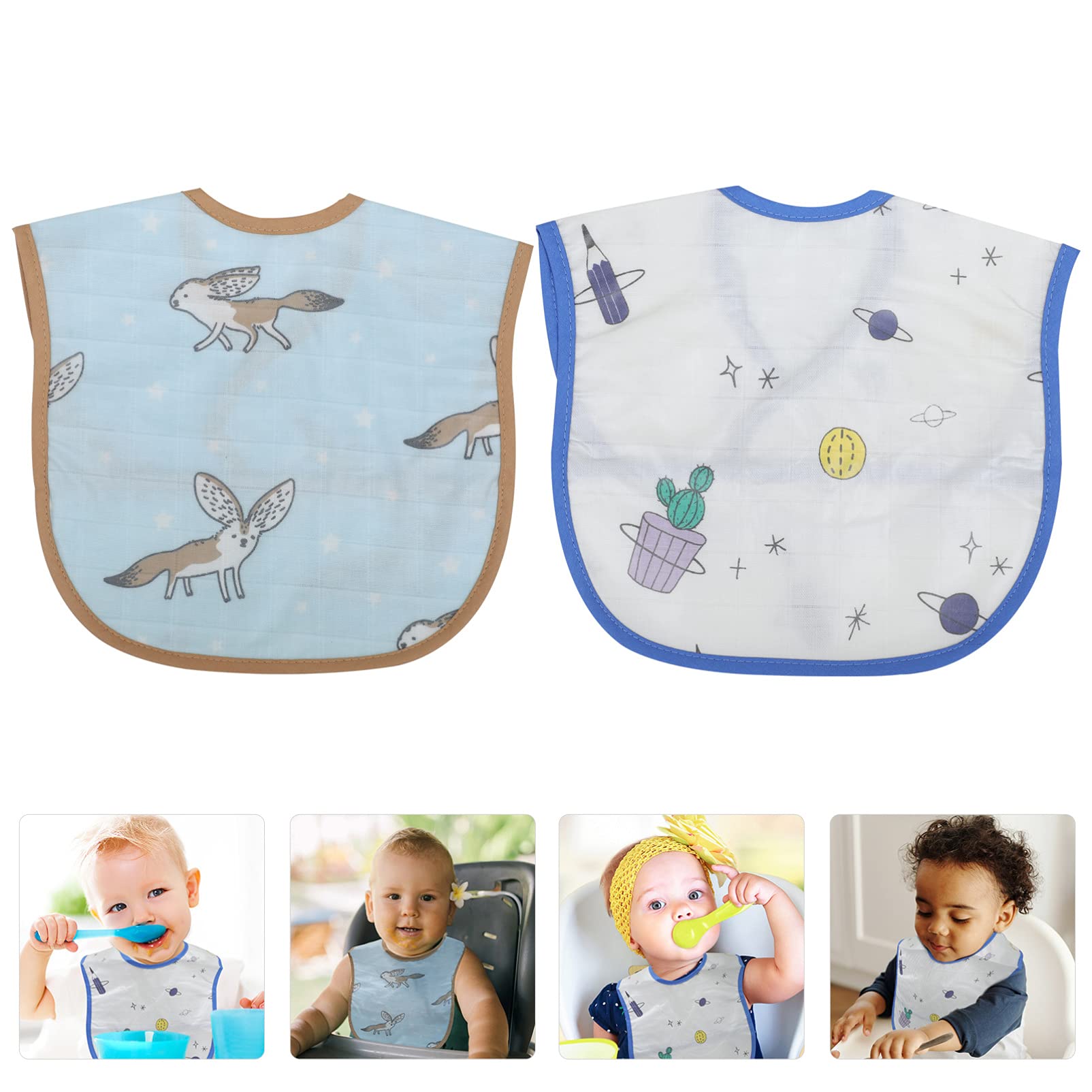 ibasenice 6piezas Baberos De Algodón Impermeables Para Bebés De Diseño Adorable y Fácil De Limpiar Para Alimentación Infantil