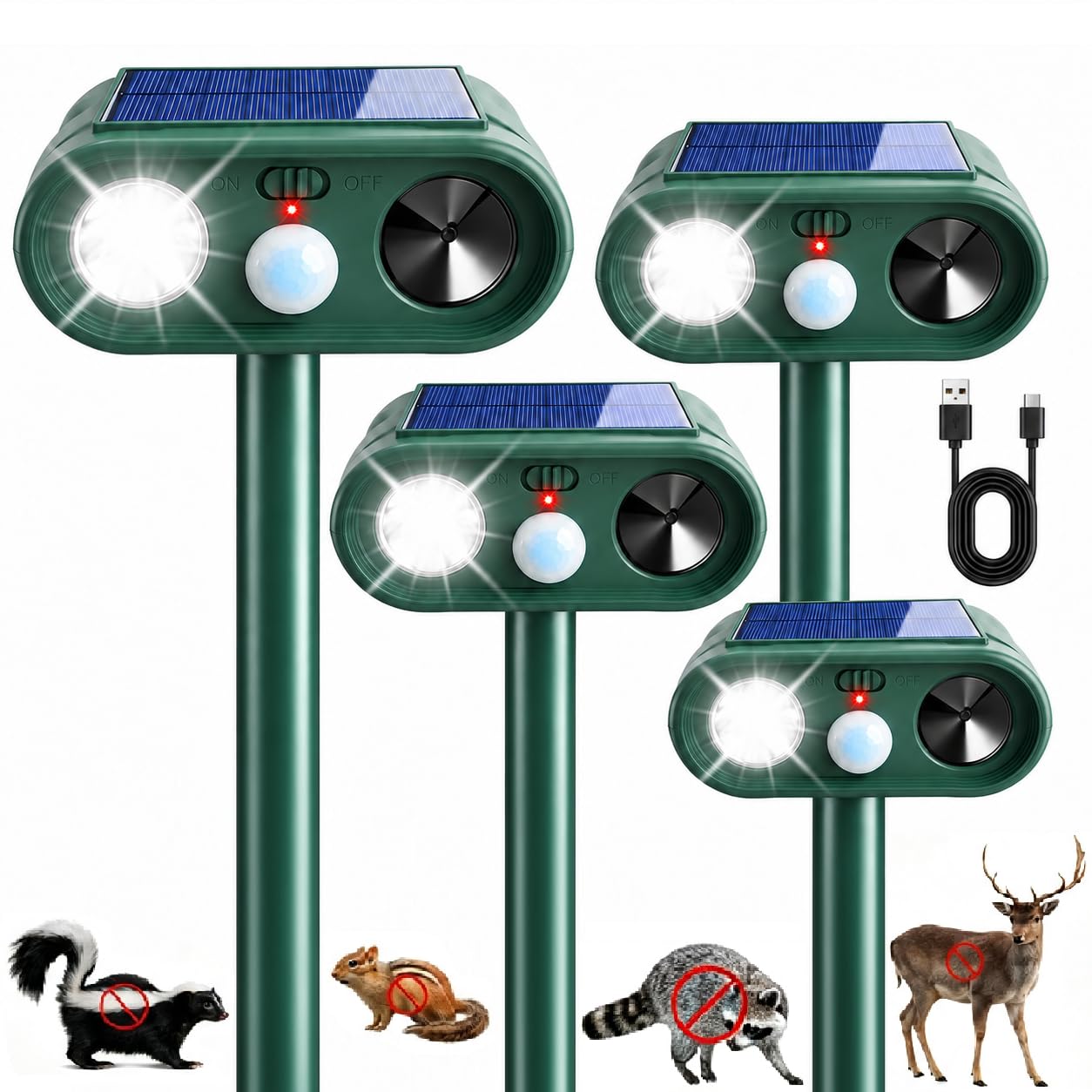 Photo 1 of Jahy2Tech Solar Ultrasonic Animal Repellent - Deer, Skunk, Raccoon Deterrent (4