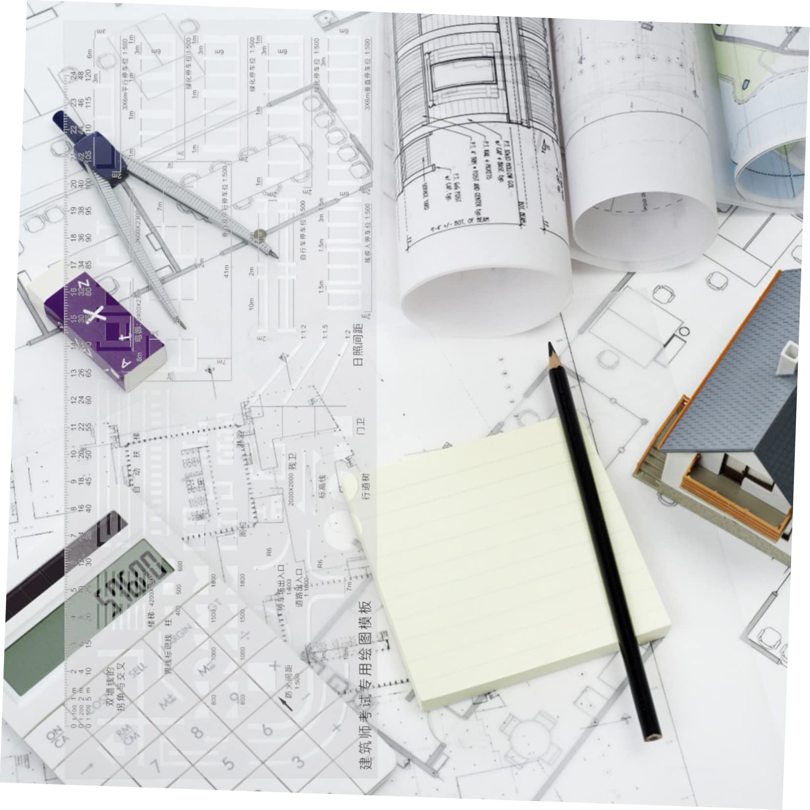 LALAFINA 5piezas Regla Geométrica Multifuncional De Plástico Transparente Plantilla De Dibujo Para Arquitectura y Diseño Para Mediciones y Creación De Patrones