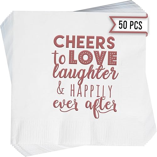 Servilletas de cóctel de boda Cheers To Love Laughter  50 servilletas de boda para recepción  Servilletas de despedida de soltera de 3 capas,