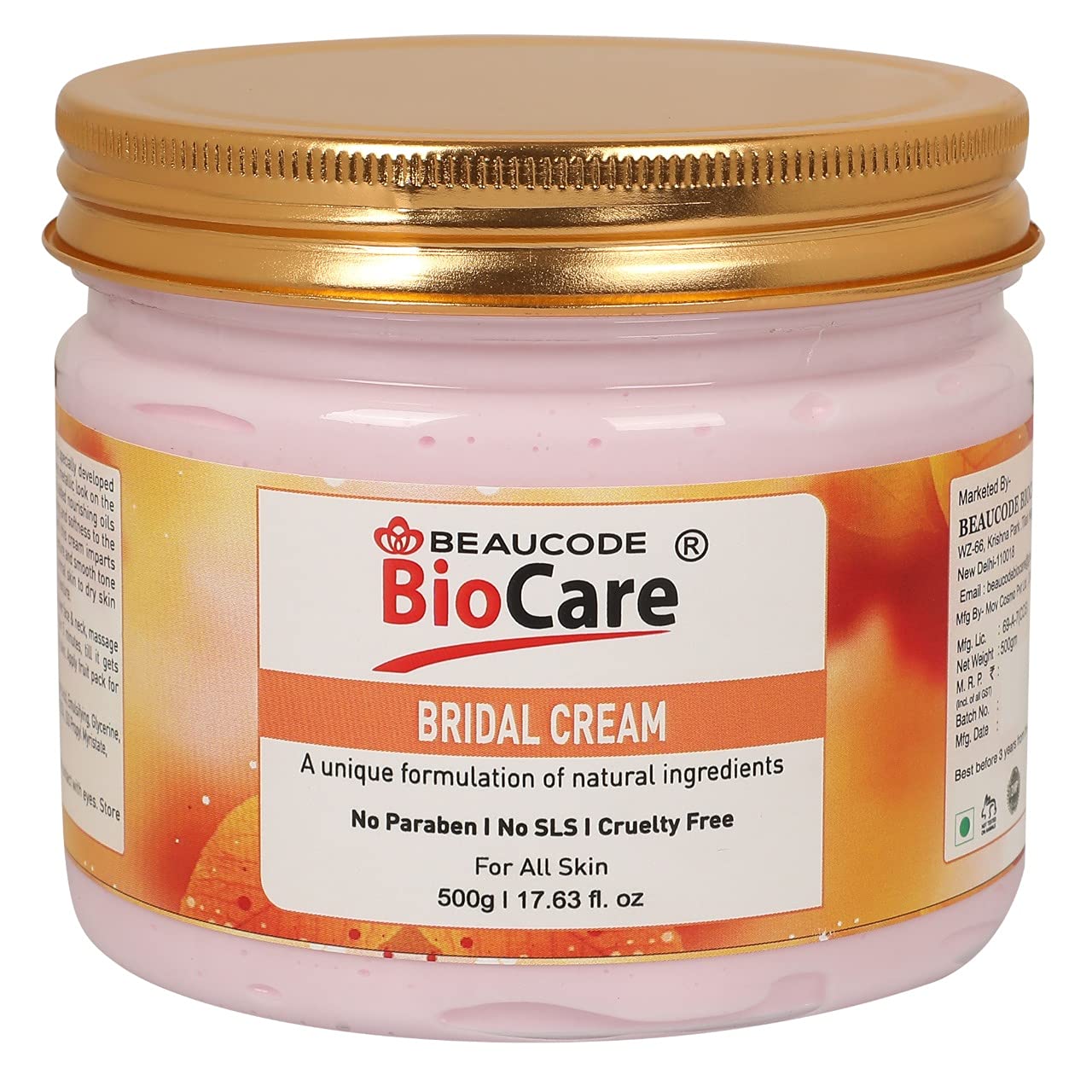 BEAUCODE BioCareBridal Cream for Face & Body | Moisturizer| Whitening and Brightening | Face Cream | Body Cream | Softening and Nourishing Cream (500g