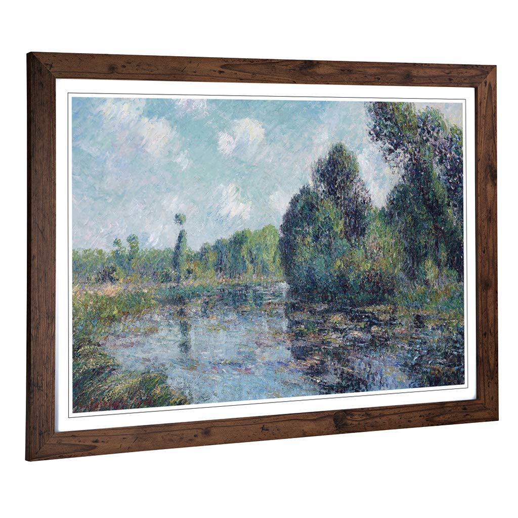 Big Box Art Framed Print of Gustave Loiseau River Landscape Design | Wall Art Picture | Home Decor for Kitchen, Living Room, Bedroom, Hallway, Walnut, A2 / 24.5x18 Inch / 62x45cm