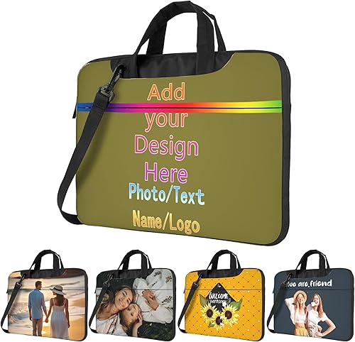 Miniatura 18 de Funda personalizada para laptop personalizada, añade tu foto, texto, maletines para portátil Púrpura 3,Negro,azul (Blue1),Blue2,Marrón,Verde