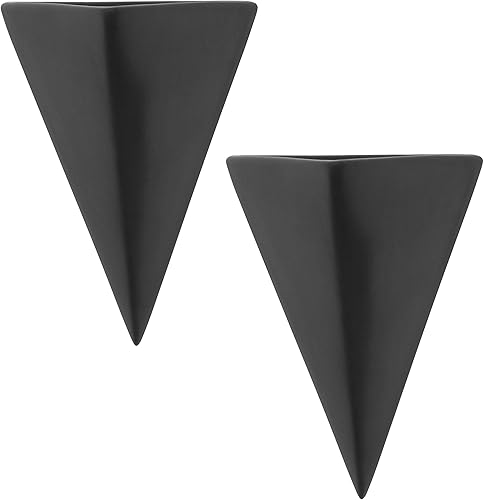 Miniatura 6 de MyGift Juego de 2 lámparas decorativas para colgar en la pared, diseño de pirámide de cerámica, color negro