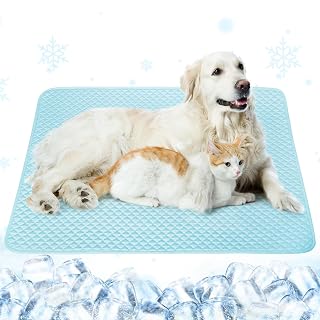 Upgraded Self-Cooling Dog Mat - Breathable Pet Cooling Pad for Dogs & Cats, Indoor & Outdoor Use, Washable Cooling Blanket for Comfort - Amazon product rated Grade A