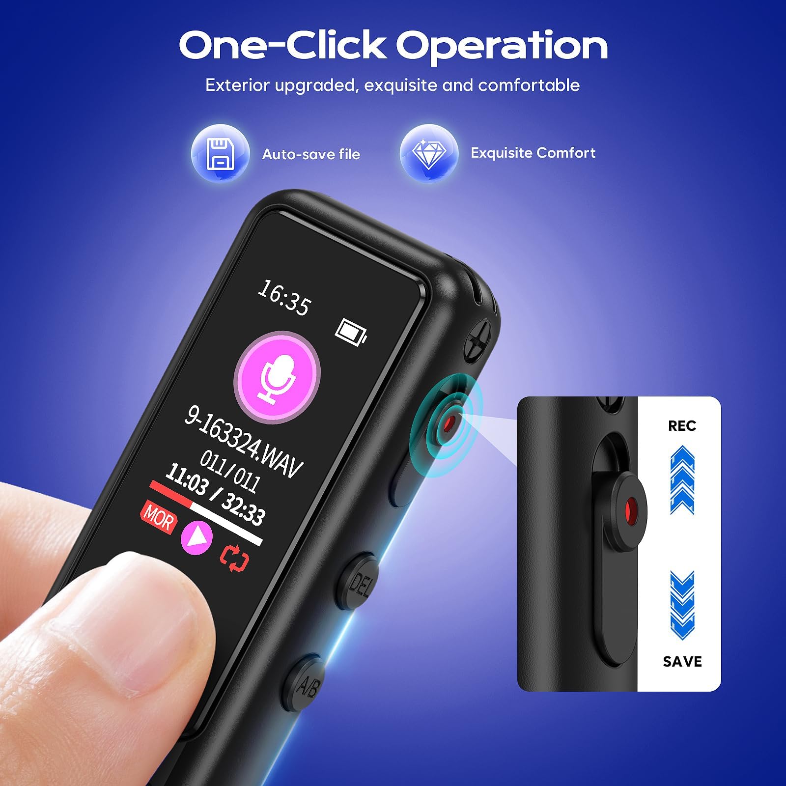 Arvox 32GB Voice Recorder Device with AI Noise Reduction & Mp3 Player with Earphones,Audio Recording Device/Voice Recorder Mic Upto 50 Hours for Meetings/Lectures (Black) — Amazon image 6