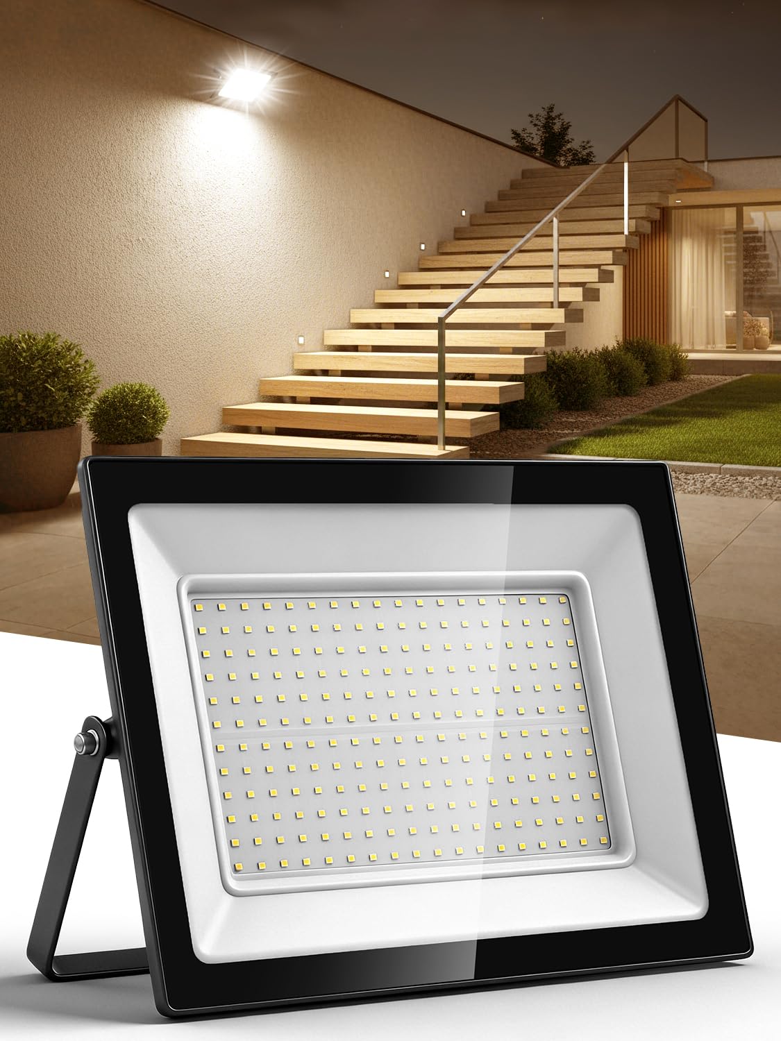 Litglobe 200W LED Floodlight Outdoor,20000LM Super Bright LED Security Lights,3000K Warm White Flood Lights Outdoor,IP66 Waterproof Outside Lights,Outdoor Light for Yard Garden Garage