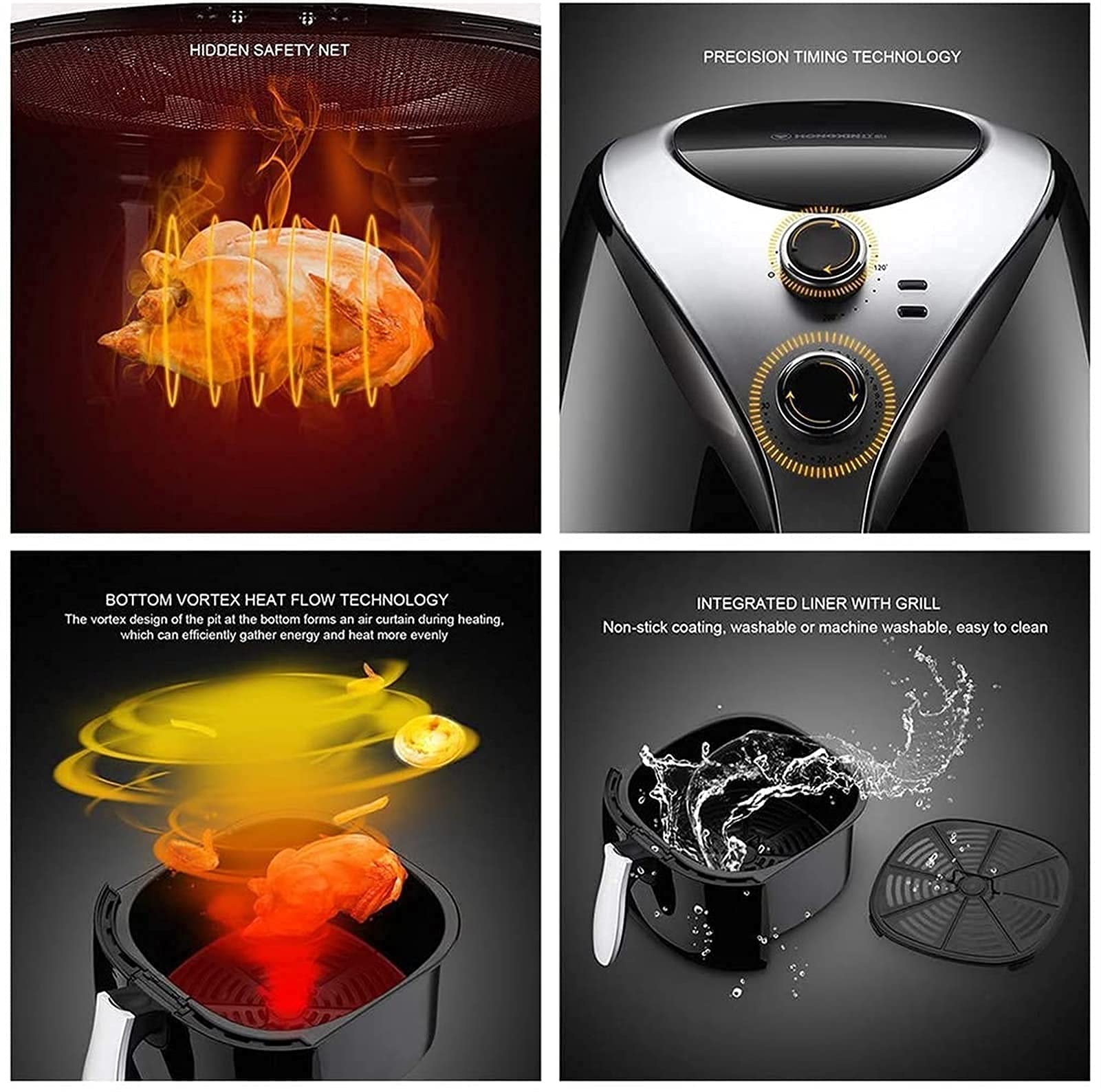 Friggitrice ad aria per uso domestico Friggitrice ad aria da 5 litri Frieshine francese multifunzionale Home Smart senza friggitrice Forno con tempi precisi con suono rapido Ogni famiglia Stabilize