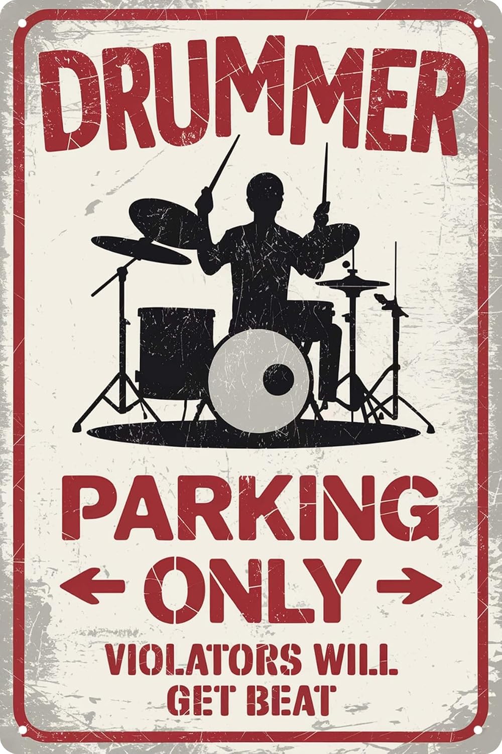 Drummer Parking Only Sign Drummer Gifts For Men Funny Vintage Metal Signs Kit Wall Decoration Boy Room Band Decor Restaurant Cafe Pub Garage Poster Man Cave Decor 8 X 12 Inch