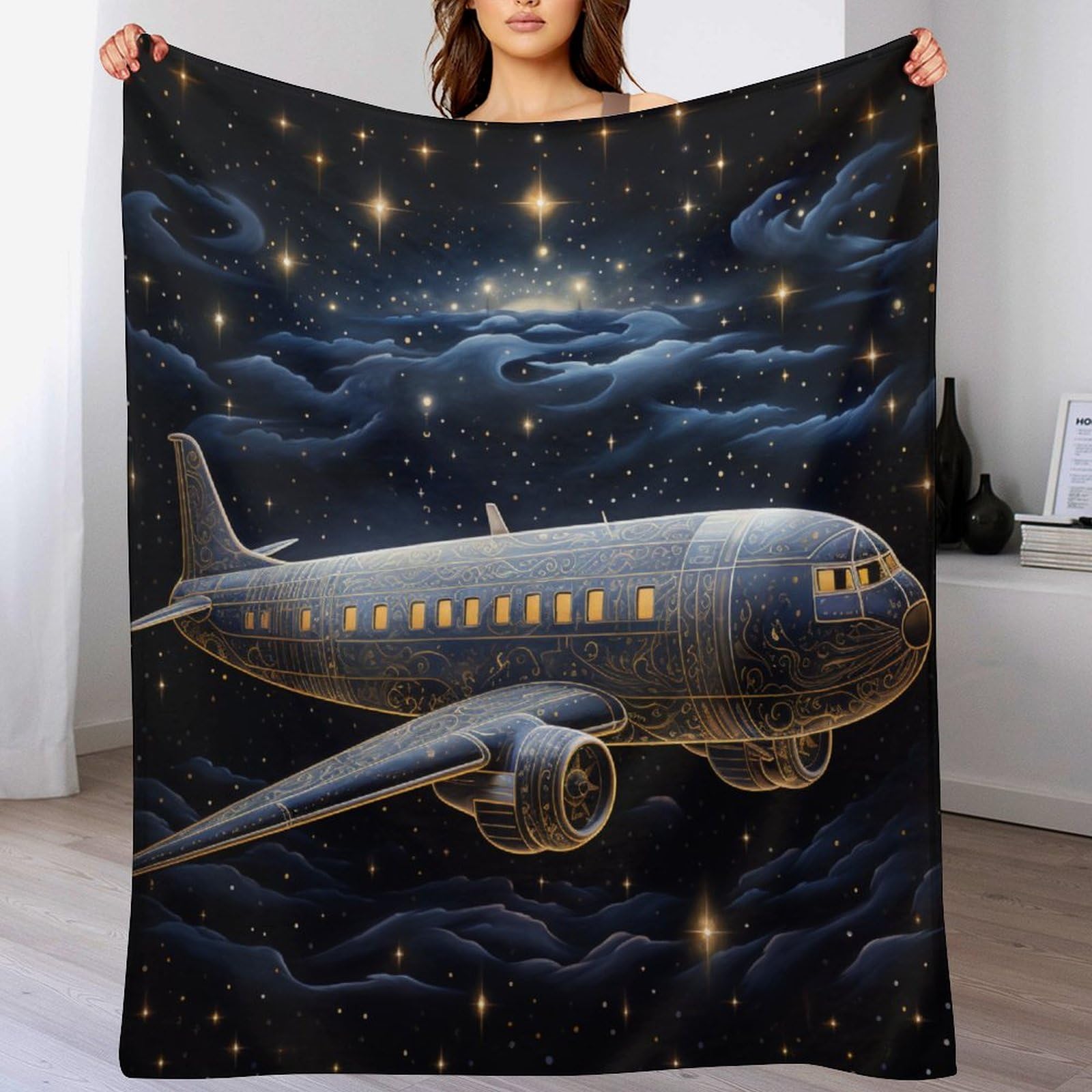 Couverture avion flannel douce et chaude lavable en machine lit