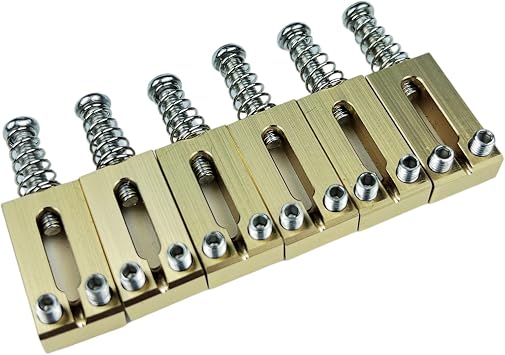Kaynes 6PCS 10.5mm Guitar Bridge Saddles Brass Tremolo Bridges Saddle for Fender Telecaster Tele TL Stratocaster Strat ST Style Electric Guitar Replacement 10.5MM