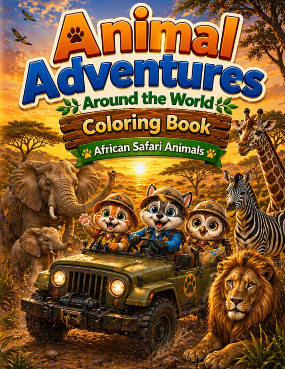 Animal Adventures AroundThe World Coloring Book: African Safari Animals Coloring Book for Kids ages 4-8 with Big Simple Designes