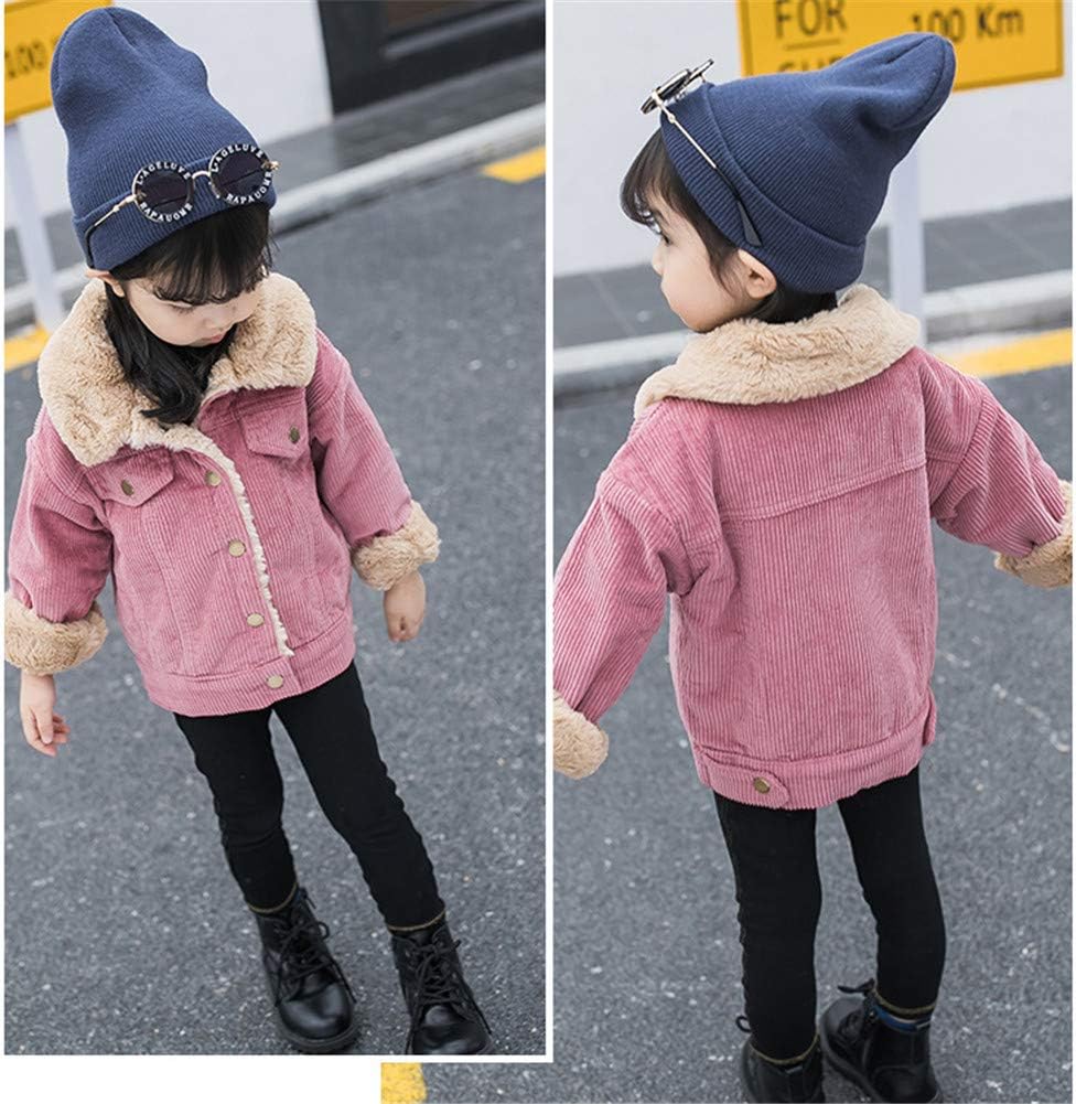 LittleSpring Little Kids Sherpa Lined Trucker Jacket Corduroy Winter Coat for Girls