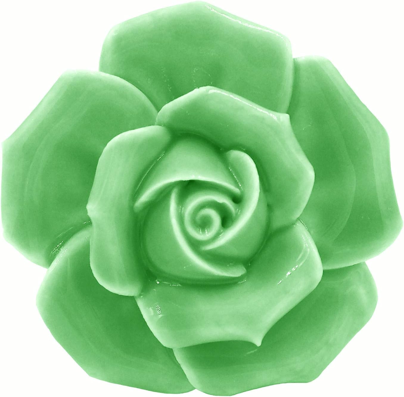 2pcs-Pack Ceramic Vintage Floral Rose Dresser Closet Kitchen Cupboard Deawer Knobs Handle Decor Pulls w/Screws (Green)
