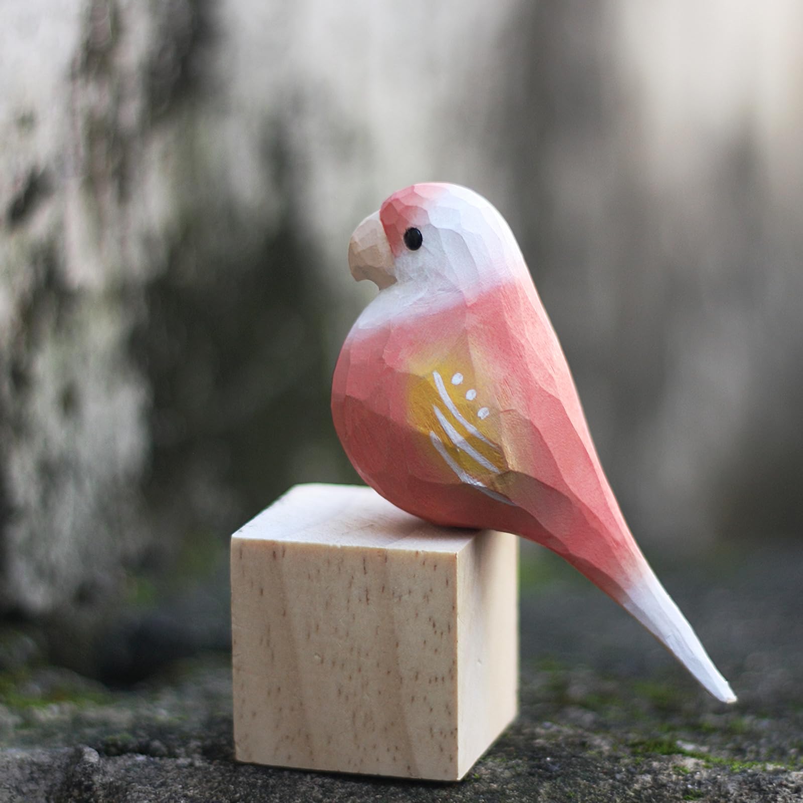 Amazon.co.jp: TALKLEK 手彫り 木製 セキセイインコ 鳥 置物 木製 鳥