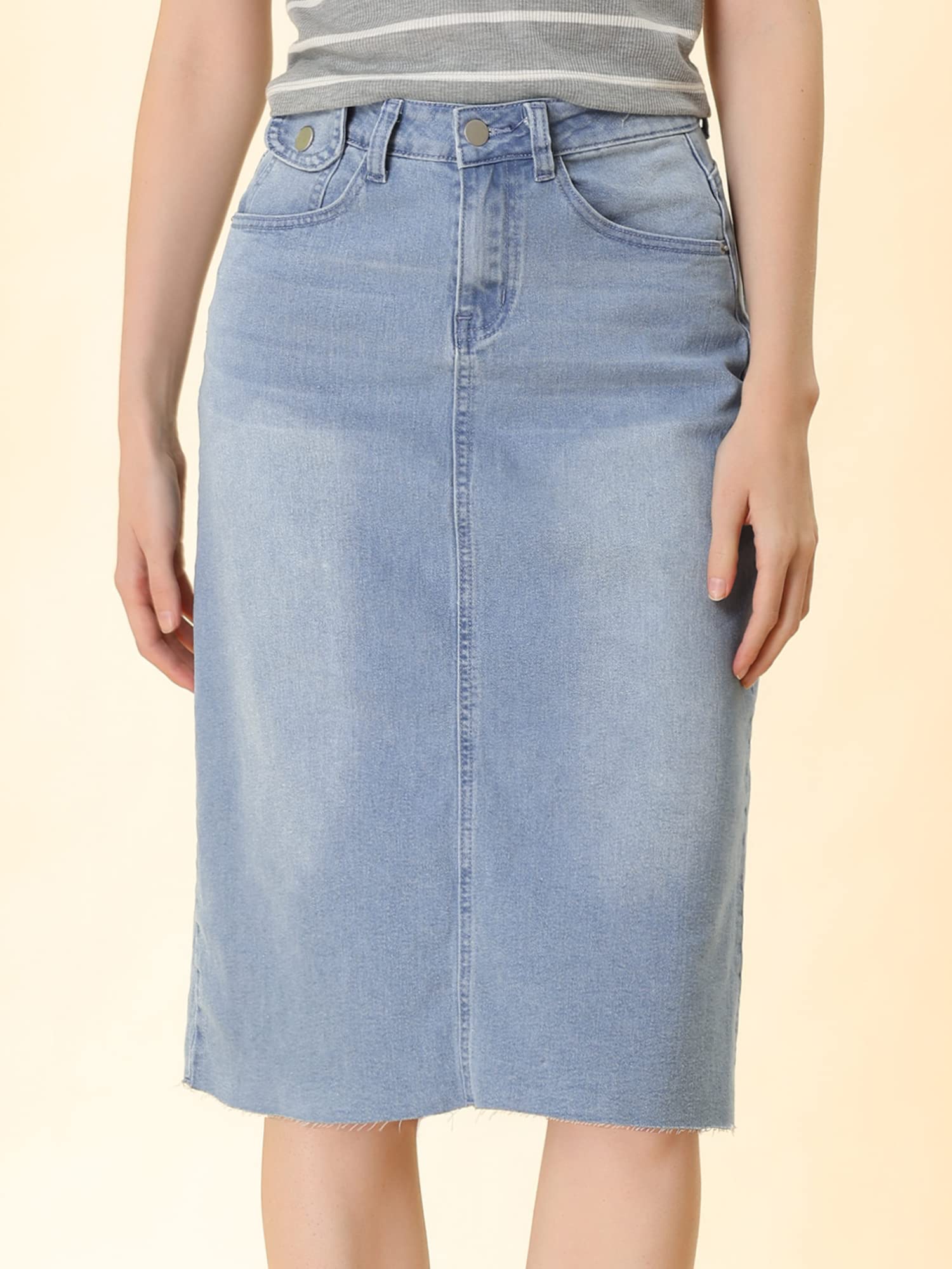 Allegra K Falda de mezclilla casual para mujer cintura alta trasera