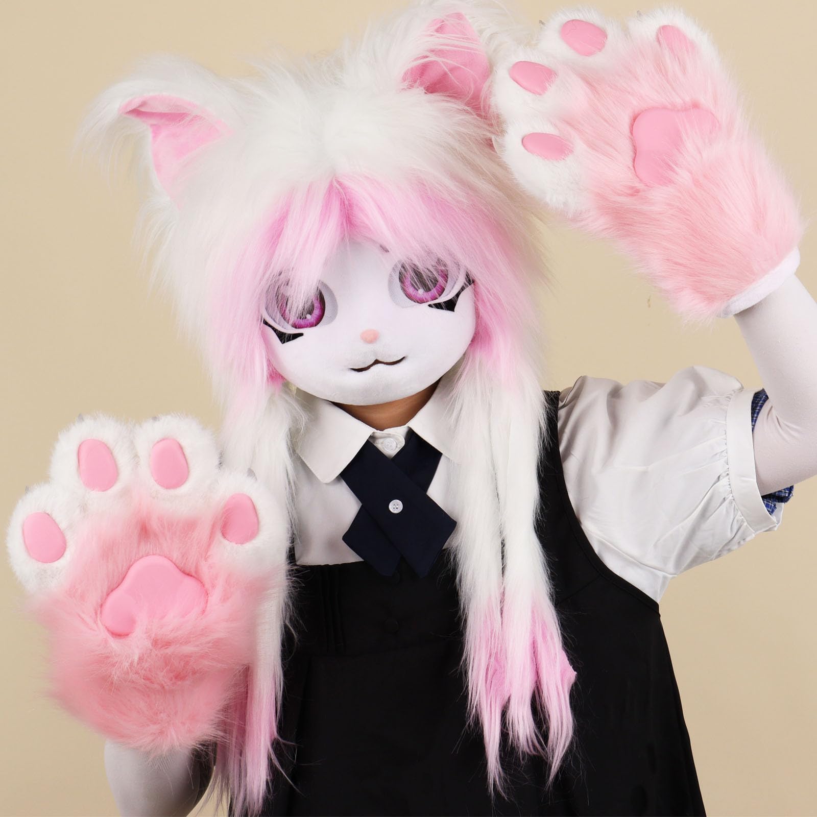 Peluche maschera pelosa Festival Attrezzatura per cosplay Comodo copricapo per animali Perfetto per giochi ruolo eventi in costume Accessorio anime Halloween