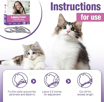 Tcllka Calming Collar for Cats Adjustable Collar Cat Stress Relief Cat Pheromone Relief Female for 30 Days Anti Aggression for Cats Cat Meow Stopper Waterproof Calming Collar Cat