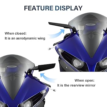 【AAKE】SEE-THROUGH OVER WIND JP PSLER Motorcycle Rear View Mirror Wind Wing Adjustable