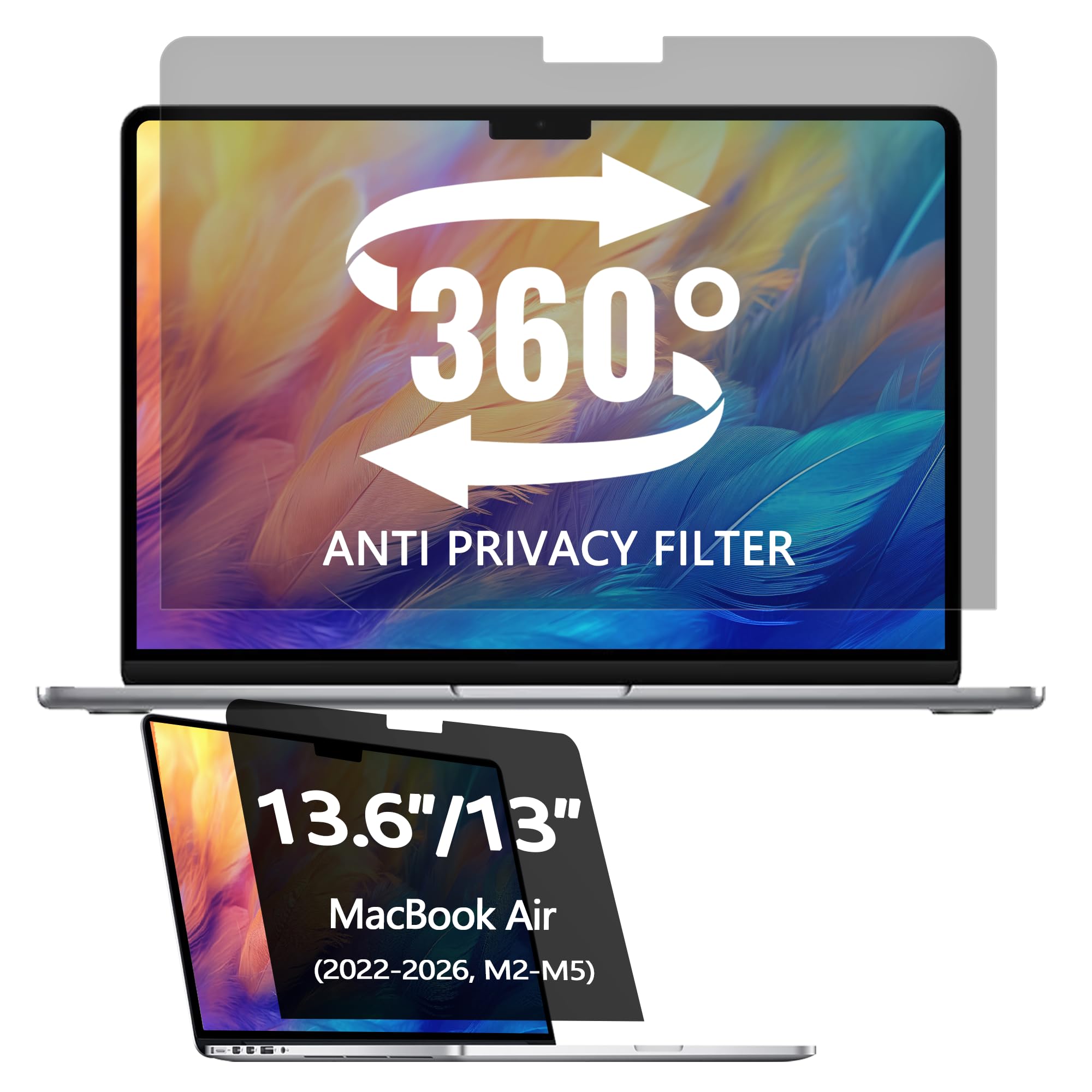 360° Privacy Screen Protector for MacBook Air 13.6/13'' (2022-2026, M2-M5)