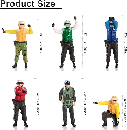 Miniatura 2 de 6 figuras militares a escala 1/72, juego de tripulación de tierra portaaviones estadounidenses, kit de modelo de exhibición de aviones, soldados,
