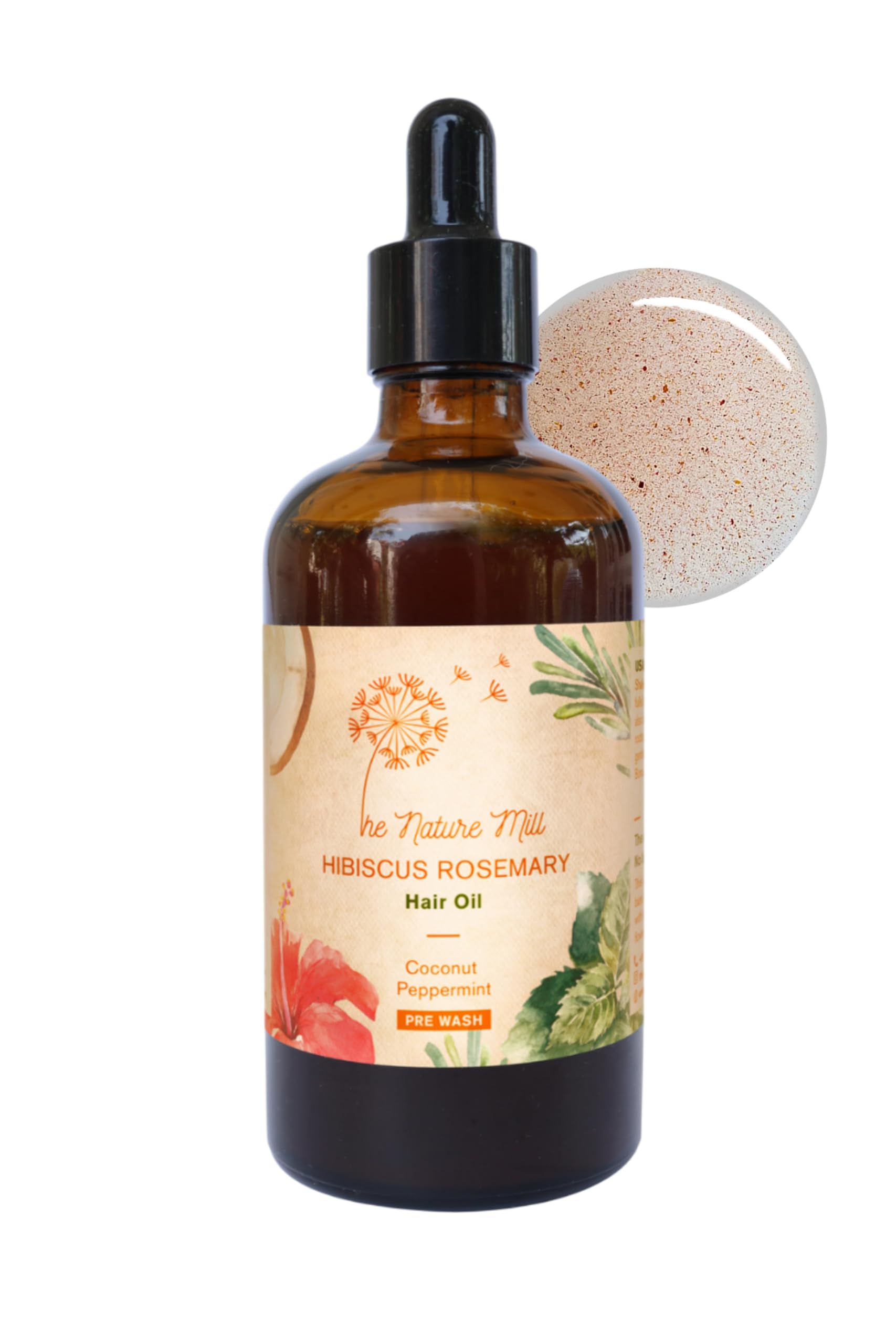 Hibiscus Rosemary Hair Oil. For stronger hair. No mineral oil or base, no extracts or fragrances. Made with cold pressed oils & essential oils.100ml (Coconut Peppermint)