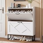 Nicetree Cabinet de chaussures avec 2 Tiroirs à bascule, Armoire de rangement à chaussures étroites avec jambes en métal, Armature à chaussures minces pour entrée, Hallway, Foyer, Gray