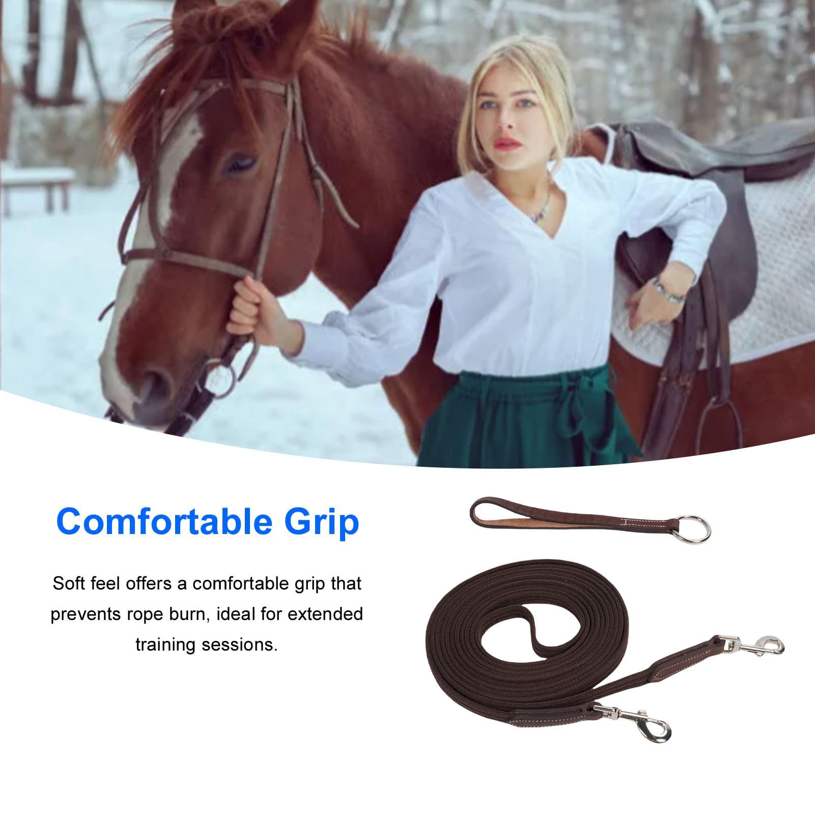 Taśma ze Skóry Bydlęcej Horse Lunge Line z obrotową klamrą