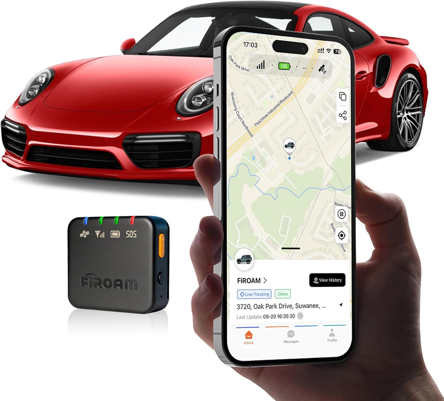 QuadTrack GPS Tracker for Vehicles, Car GPS Tracking Device with 6-Month Data Plan, Real-Time 4G LTE Vehicle Tracker, 3-Year Battery Life, Geo-Fence, Magnetic Mount, Fleet & Personal Use